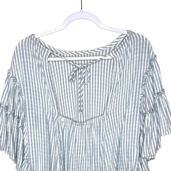 Anthropologie Pilcro Sybil Striped Ruffle Sleeve Top - Picture 7 of 14